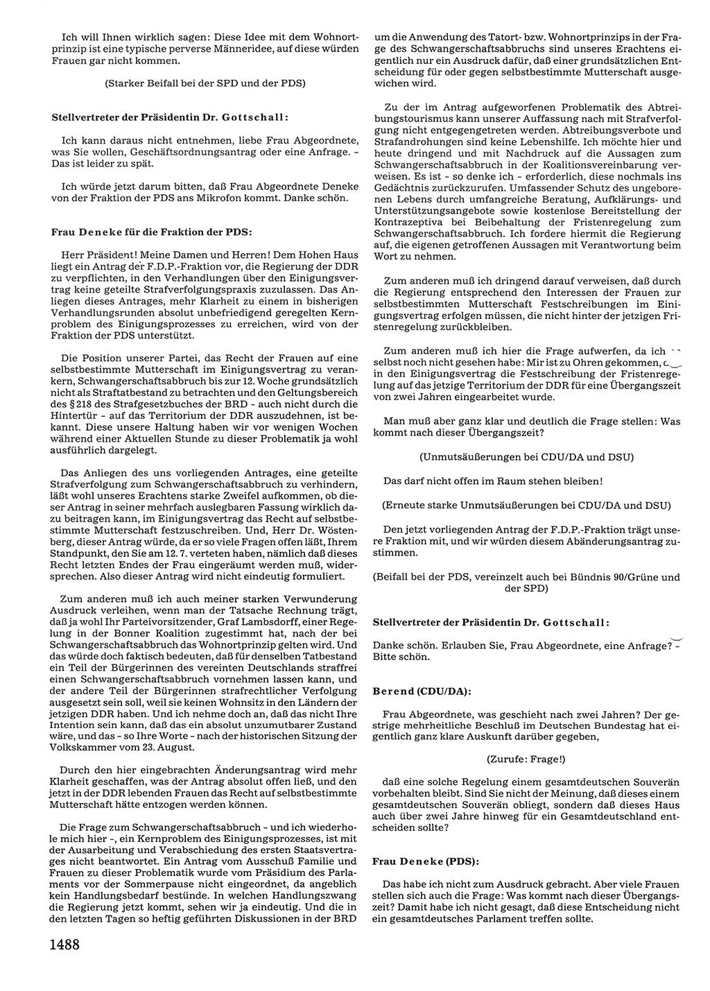 Tagungen der Volkskammer (VK) der Deutschen Demokratischen Republik (DDR), 10. Wahlperiode 1990, Seite 1488 (VK. DDR 10. WP. 1990, Prot. Tg. 1-38, 5.4.-2.10.1990, S. 1488)