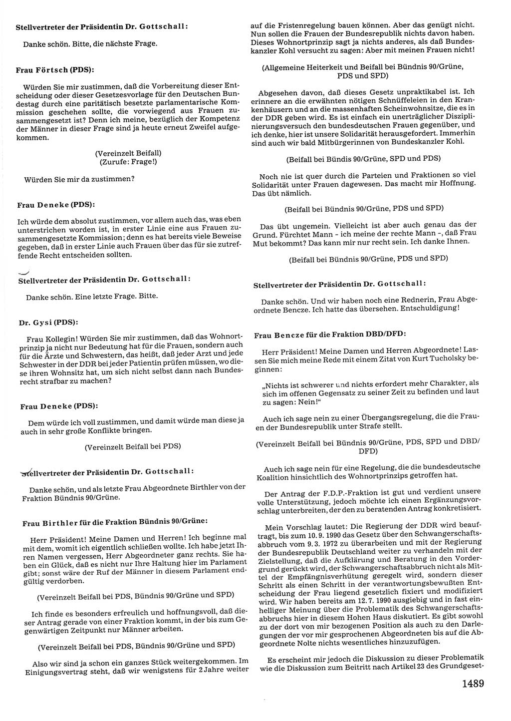 Tagungen der Volkskammer (VK) der Deutschen Demokratischen Republik (DDR), 10. Wahlperiode 1990, Seite 1489 (VK. DDR 10. WP. 1990, Prot. Tg. 1-38, 5.4.-2.10.1990, S. 1489)