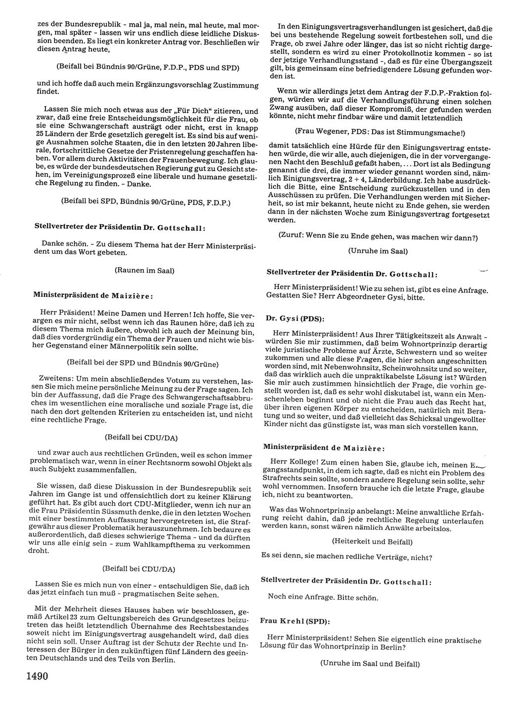 Tagungen der Volkskammer (VK) der Deutschen Demokratischen Republik (DDR), 10. Wahlperiode 1990, Seite 1490 (VK. DDR 10. WP. 1990, Prot. Tg. 1-38, 5.4.-2.10.1990, S. 1490)