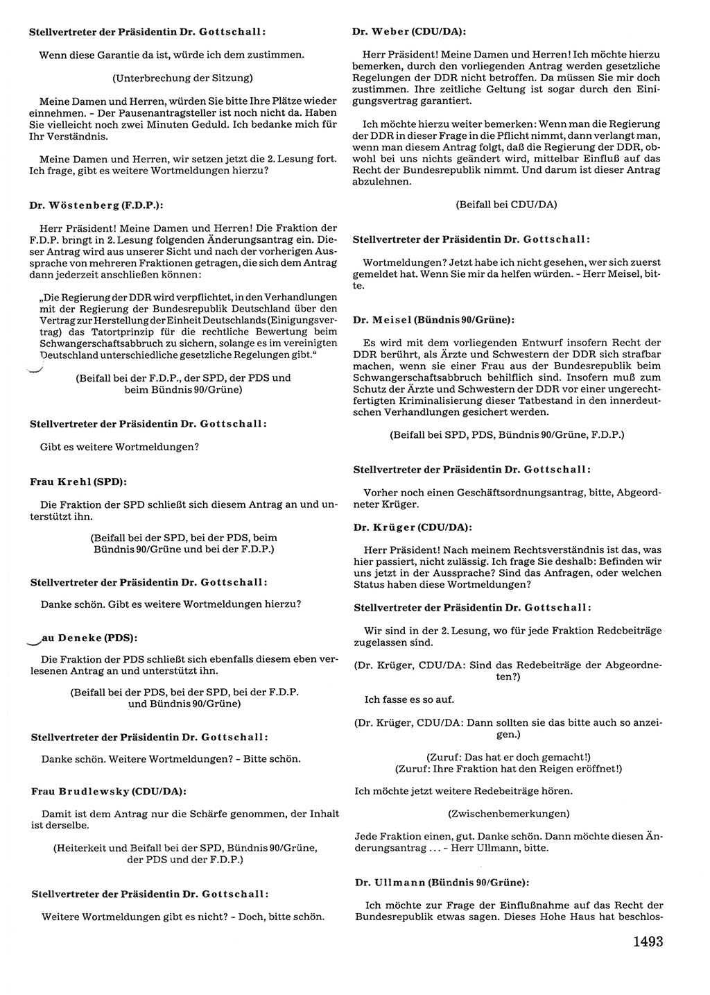 Tagungen der Volkskammer (VK) der Deutschen Demokratischen Republik (DDR), 10. Wahlperiode 1990, Seite 1493 (VK. DDR 10. WP. 1990, Prot. Tg. 1-38, 5.4.-2.10.1990, S. 1493)