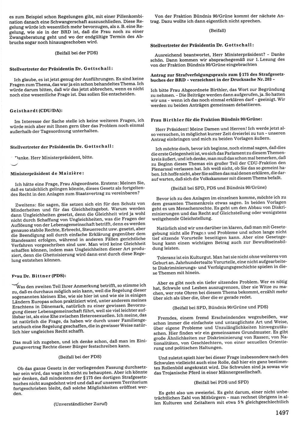 Tagungen der Volkskammer (VK) der Deutschen Demokratischen Republik (DDR), 10. Wahlperiode 1990, Seite 1497 (VK. DDR 10. WP. 1990, Prot. Tg. 1-38, 5.4.-2.10.1990, S. 1497)