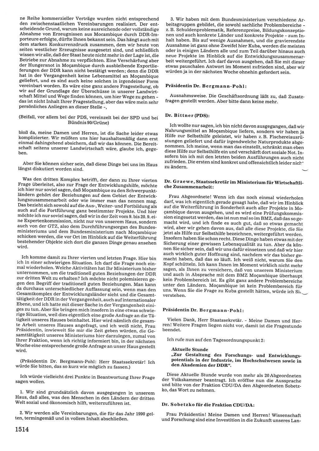 Tagungen der Volkskammer (VK) der Deutschen Demokratischen Republik (DDR), 10. Wahlperiode 1990, Seite 1514 (VK. DDR 10. WP. 1990, Prot. Tg. 1-38, 5.4.-2.10.1990, S. 1514)