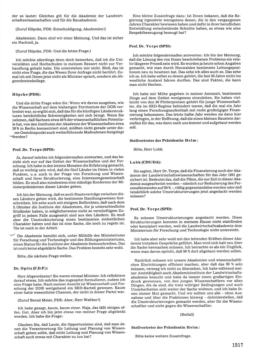 Tagungen der Volkskammer (VK) der Deutschen Demokratischen Republik (DDR), 10. Wahlperiode 1990, Seite 1517 (VK. DDR 10. WP. 1990, Prot. Tg. 1-38, 5.4.-2.10.1990, S. 1517)