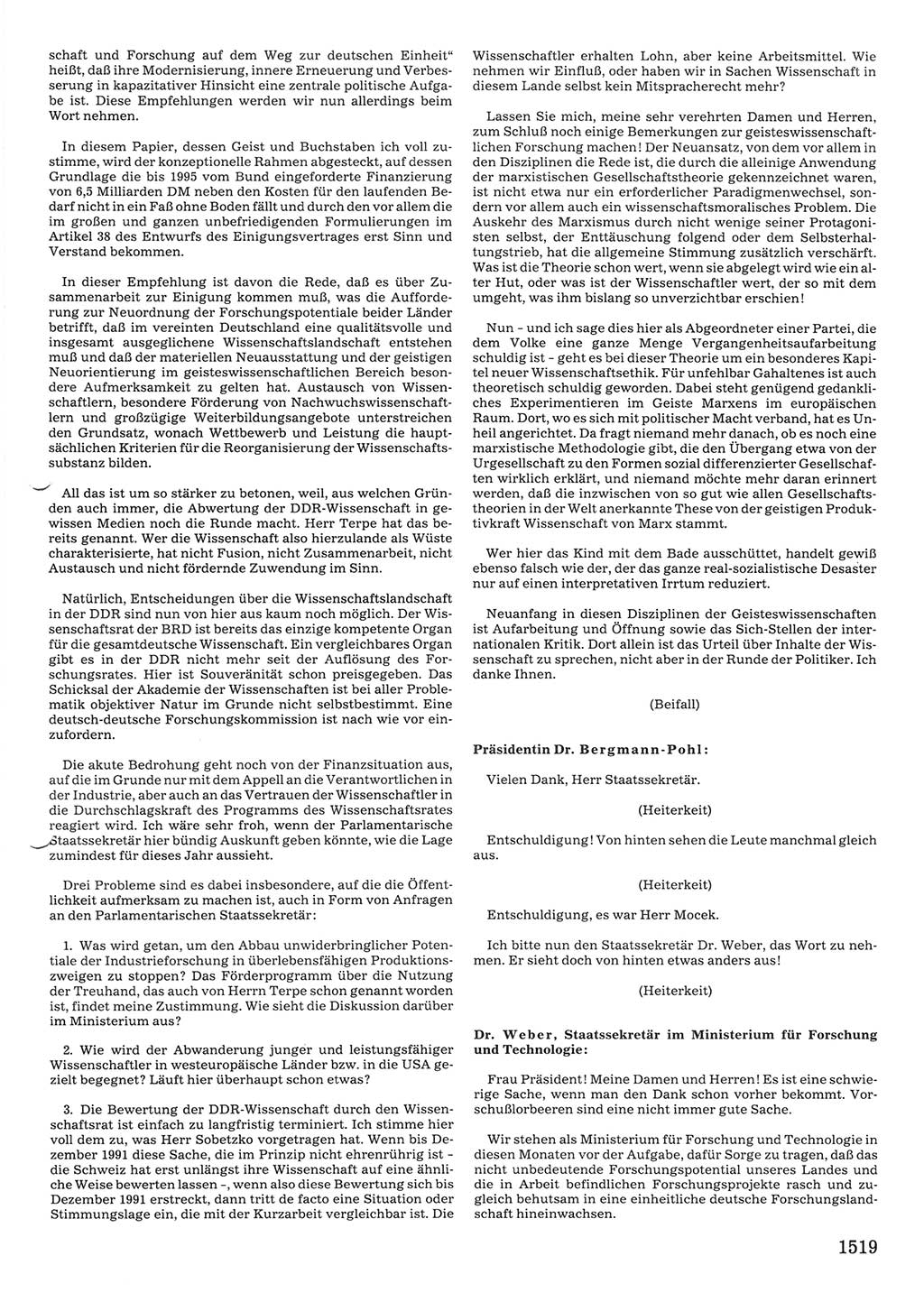 Tagungen der Volkskammer (VK) der Deutschen Demokratischen Republik (DDR), 10. Wahlperiode 1990, Seite 1519 (VK. DDR 10. WP. 1990, Prot. Tg. 1-38, 5.4.-2.10.1990, S. 1519)