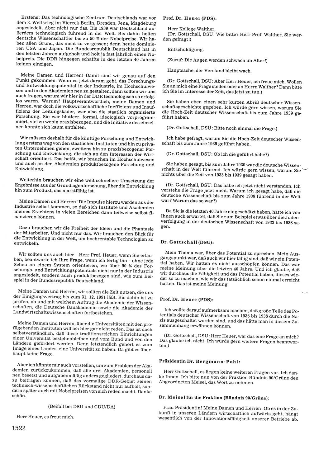Tagungen der Volkskammer (VK) der Deutschen Demokratischen Republik (DDR), 10. Wahlperiode 1990, Seite 1522 (VK. DDR 10. WP. 1990, Prot. Tg. 1-38, 5.4.-2.10.1990, S. 1522)