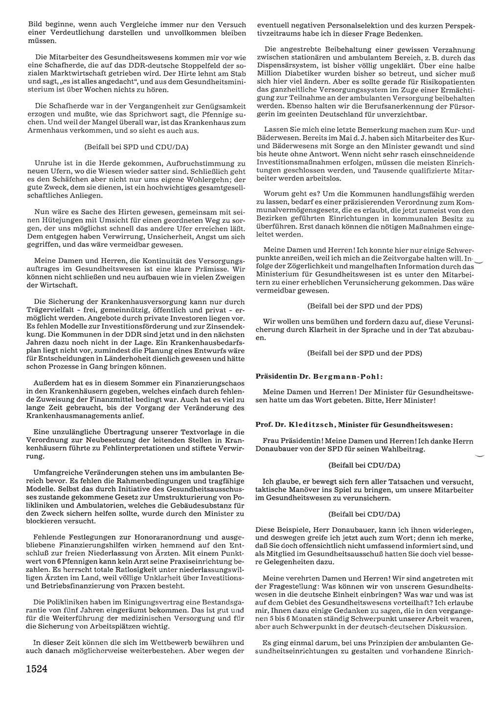 Tagungen der Volkskammer (VK) der Deutschen Demokratischen Republik (DDR), 10. Wahlperiode 1990, Seite 1524 (VK. DDR 10. WP. 1990, Prot. Tg. 1-38, 5.4.-2.10.1990, S. 1524)