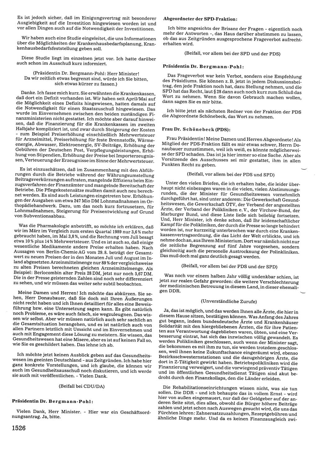 Tagungen der Volkskammer (VK) der Deutschen Demokratischen Republik (DDR), 10. Wahlperiode 1990, Seite 1526 (VK. DDR 10. WP. 1990, Prot. Tg. 1-38, 5.4.-2.10.1990, S. 1526)