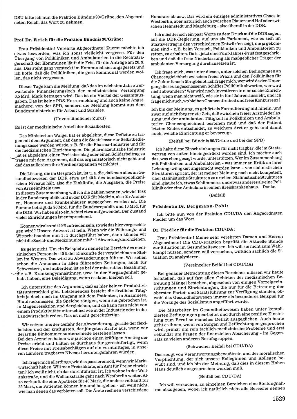 Tagungen der Volkskammer (VK) der Deutschen Demokratischen Republik (DDR), 10. Wahlperiode 1990, Seite 1529 (VK. DDR 10. WP. 1990, Prot. Tg. 1-38, 5.4.-2.10.1990, S. 1529)