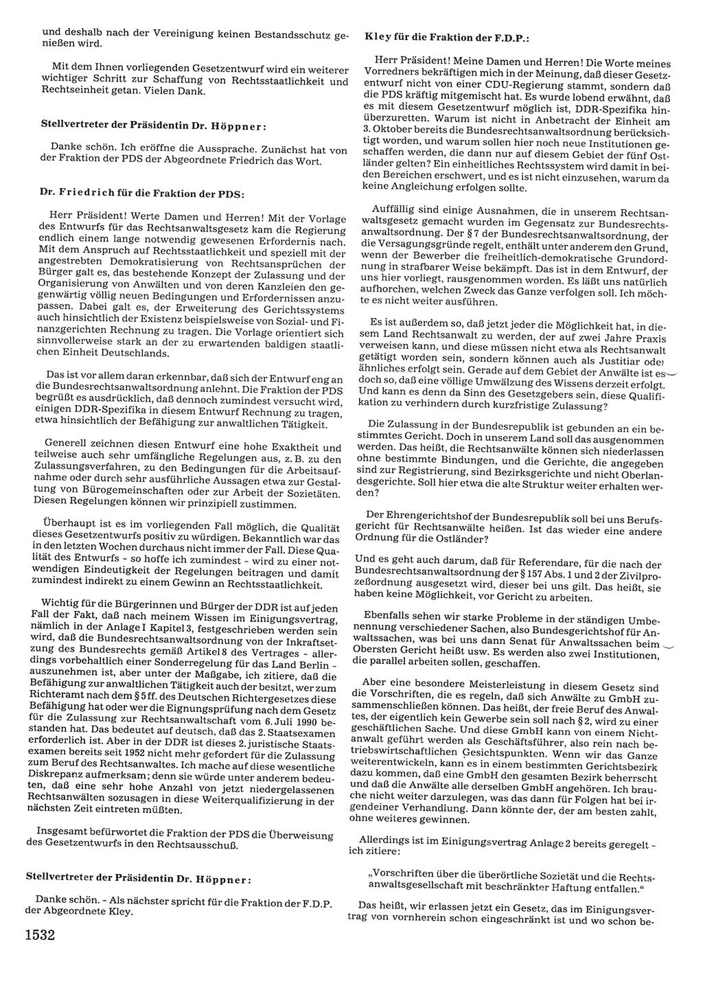 Tagungen der Volkskammer (VK) der Deutschen Demokratischen Republik (DDR), 10. Wahlperiode 1990, Seite 1532 (VK. DDR 10. WP. 1990, Prot. Tg. 1-38, 5.4.-2.10.1990, S. 1532)