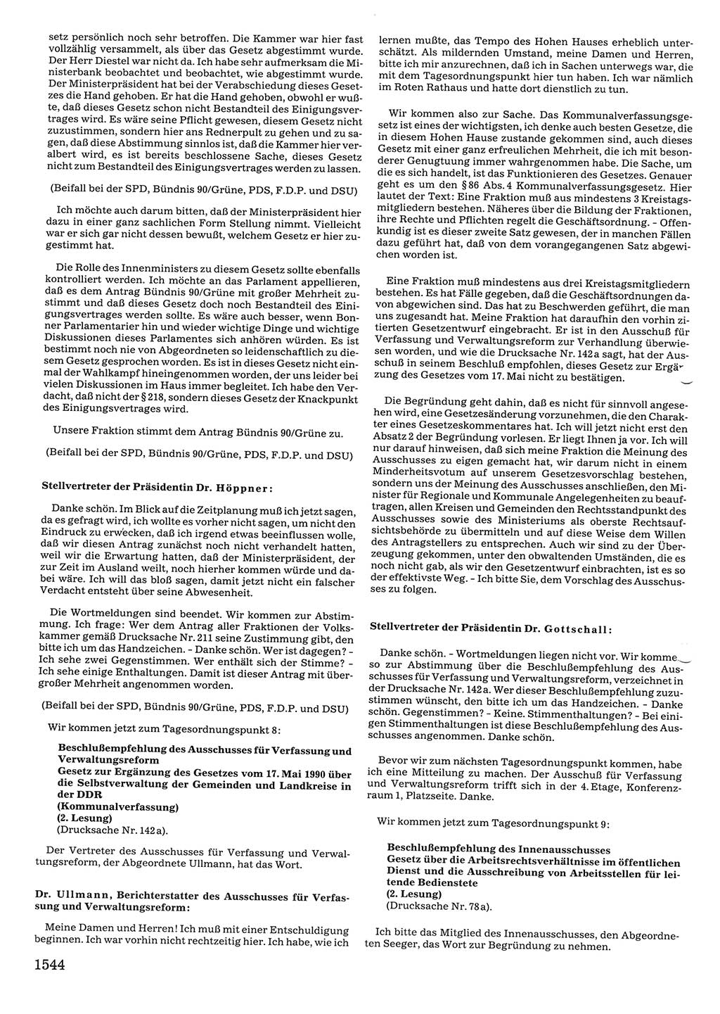 Tagungen der Volkskammer (VK) der Deutschen Demokratischen Republik (DDR), 10. Wahlperiode 1990, Seite 1544 (VK. DDR 10. WP. 1990, Prot. Tg. 1-38, 5.4.-2.10.1990, S. 1544)