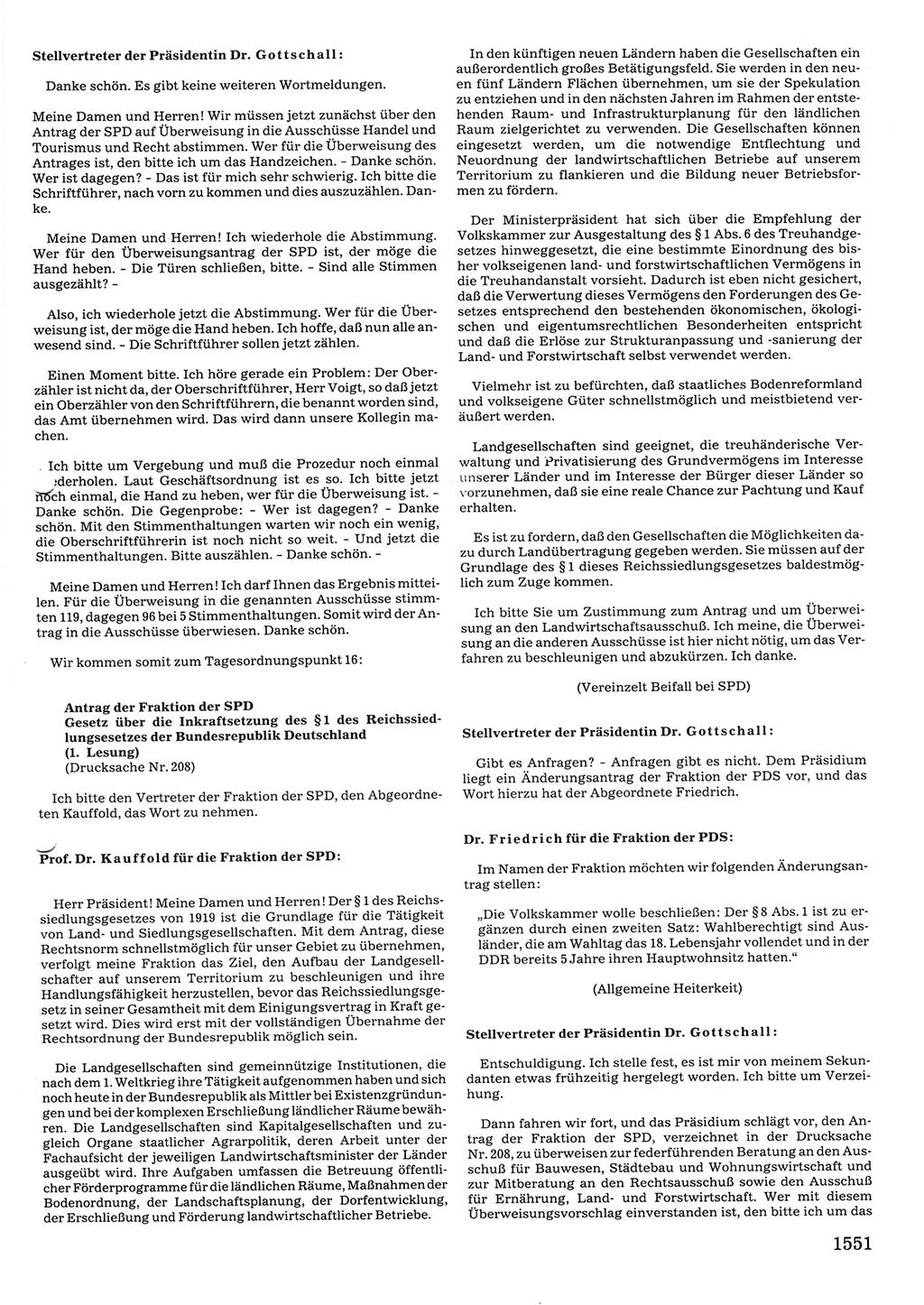 Tagungen der Volkskammer (VK) der Deutschen Demokratischen Republik (DDR), 10. Wahlperiode 1990, Seite 1551 (VK. DDR 10. WP. 1990, Prot. Tg. 1-38, 5.4.-2.10.1990, S. 1551)