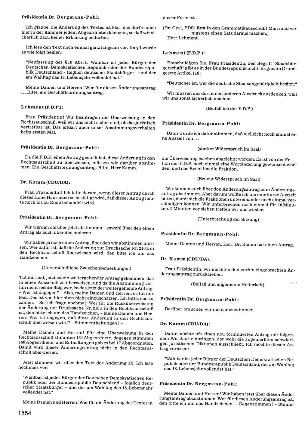 Tagungen der Volkskammer (VK) der Deutschen Demokratischen Republik (DDR), 10. Wahlperiode 1990, Seite 1554 (VK. DDR 10. WP. 1990, Prot. Tg. 1-38, 5.4.-2.10.1990, S. 1554)