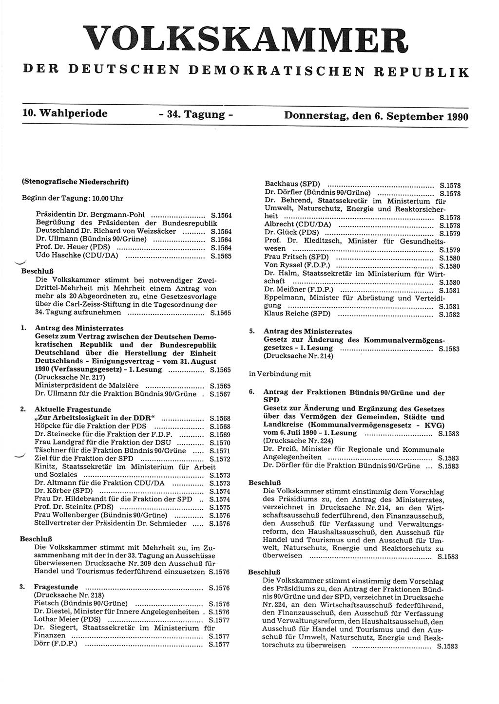 Tagungen der Volkskammer (VK) der Deutschen Demokratischen Republik (DDR), 10. Wahlperiode 1990, Seite 1561 (VK. DDR 10. WP. 1990, Prot. Tg. 1-38, 5.4.-2.10.1990, S. 1561)