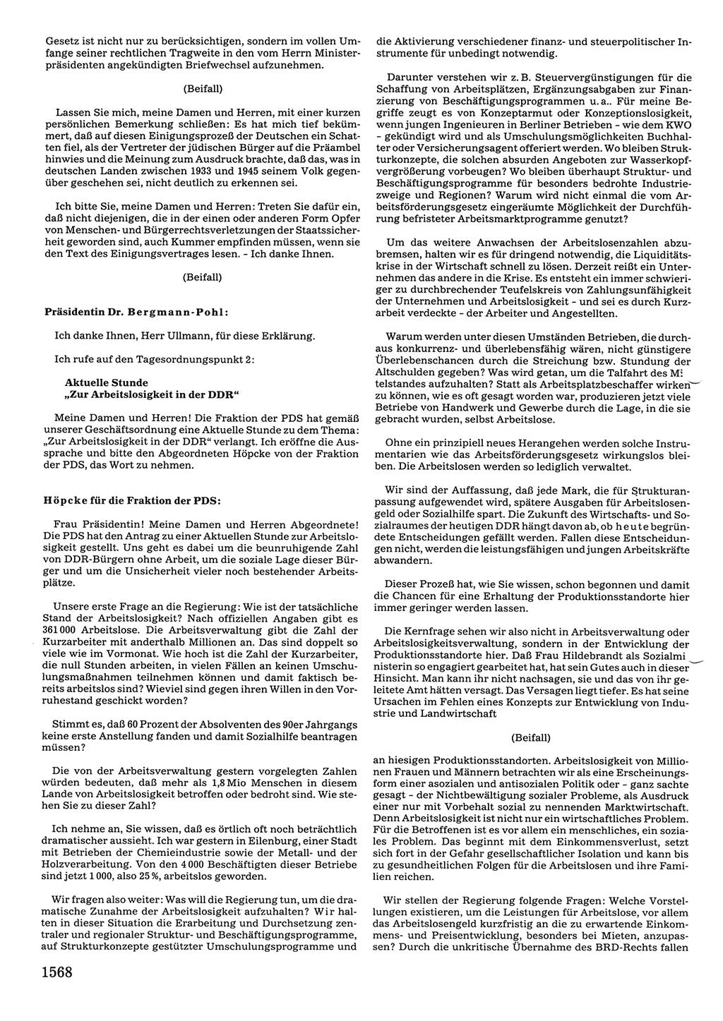 Tagungen der Volkskammer (VK) der Deutschen Demokratischen Republik (DDR), 10. Wahlperiode 1990, Seite 1568 (VK. DDR 10. WP. 1990, Prot. Tg. 1-38, 5.4.-2.10.1990, S. 1568)