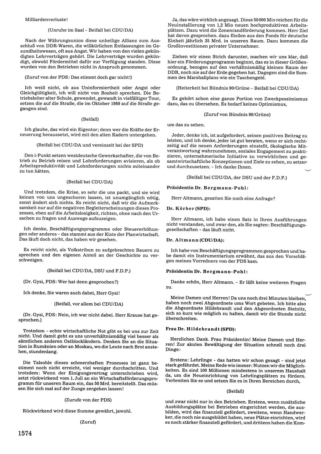 Tagungen der Volkskammer (VK) der Deutschen Demokratischen Republik (DDR), 10. Wahlperiode 1990, Seite 1574 (VK. DDR 10. WP. 1990, Prot. Tg. 1-38, 5.4.-2.10.1990, S. 1574)