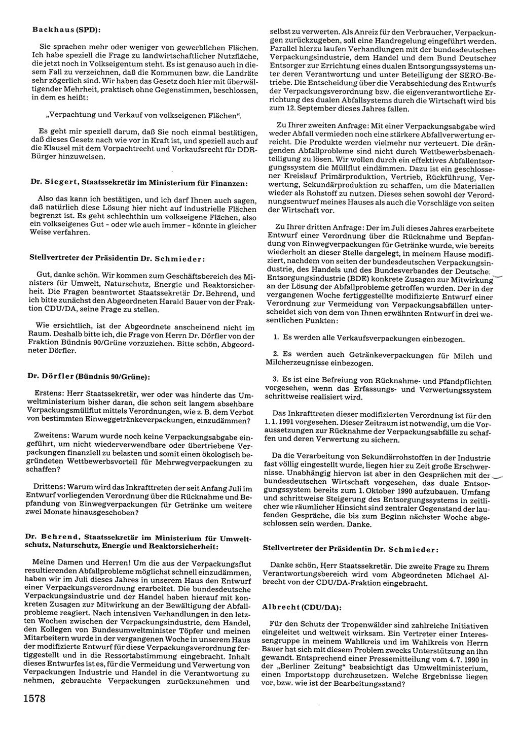 Tagungen der Volkskammer (VK) der Deutschen Demokratischen Republik (DDR), 10. Wahlperiode 1990, Seite 1578 (VK. DDR 10. WP. 1990, Prot. Tg. 1-38, 5.4.-2.10.1990, S. 1578)