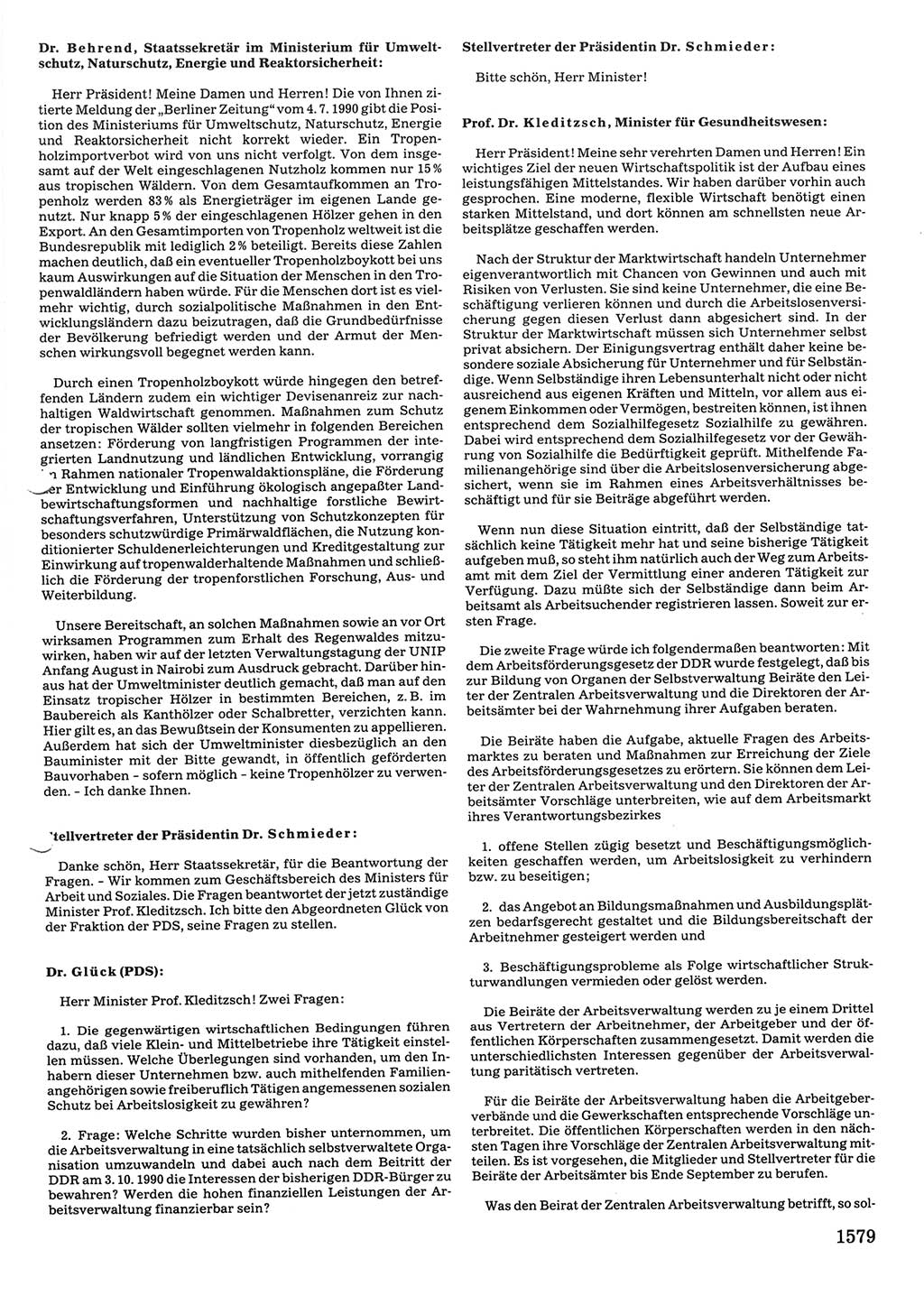 Tagungen der Volkskammer (VK) der Deutschen Demokratischen Republik (DDR), 10. Wahlperiode 1990, Seite 1579 (VK. DDR 10. WP. 1990, Prot. Tg. 1-38, 5.4.-2.10.1990, S. 1579)