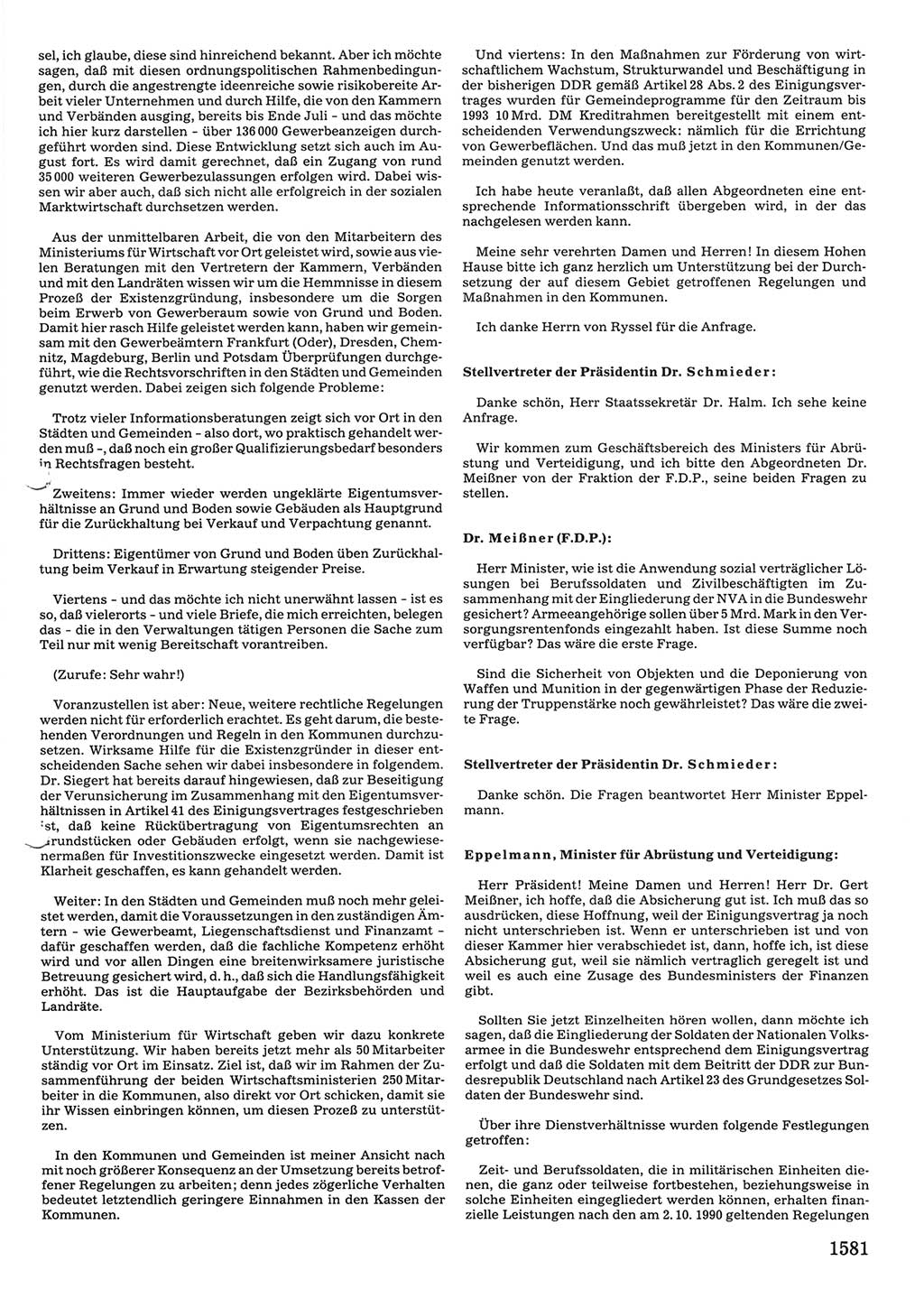 Tagungen der Volkskammer (VK) der Deutschen Demokratischen Republik (DDR), 10. Wahlperiode 1990, Seite 1581 (VK. DDR 10. WP. 1990, Prot. Tg. 1-38, 5.4.-2.10.1990, S. 1581)