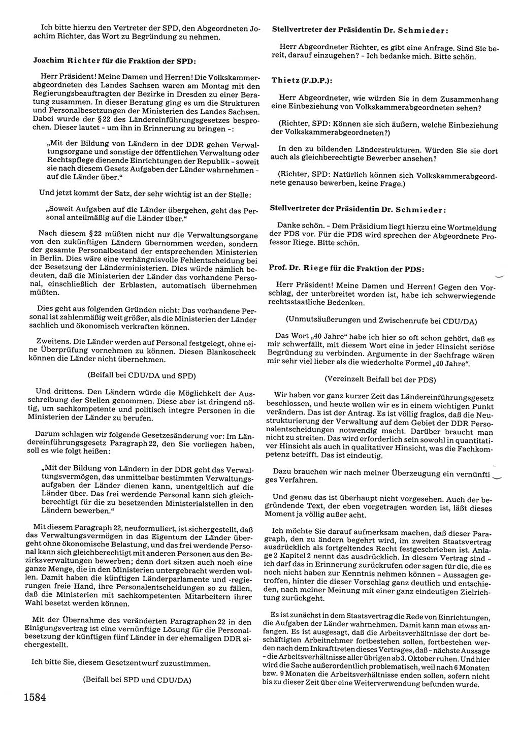 Tagungen der Volkskammer (VK) der Deutschen Demokratischen Republik (DDR), 10. Wahlperiode 1990, Seite 1584 (VK. DDR 10. WP. 1990, Prot. Tg. 1-38, 5.4.-2.10.1990, S. 1584)