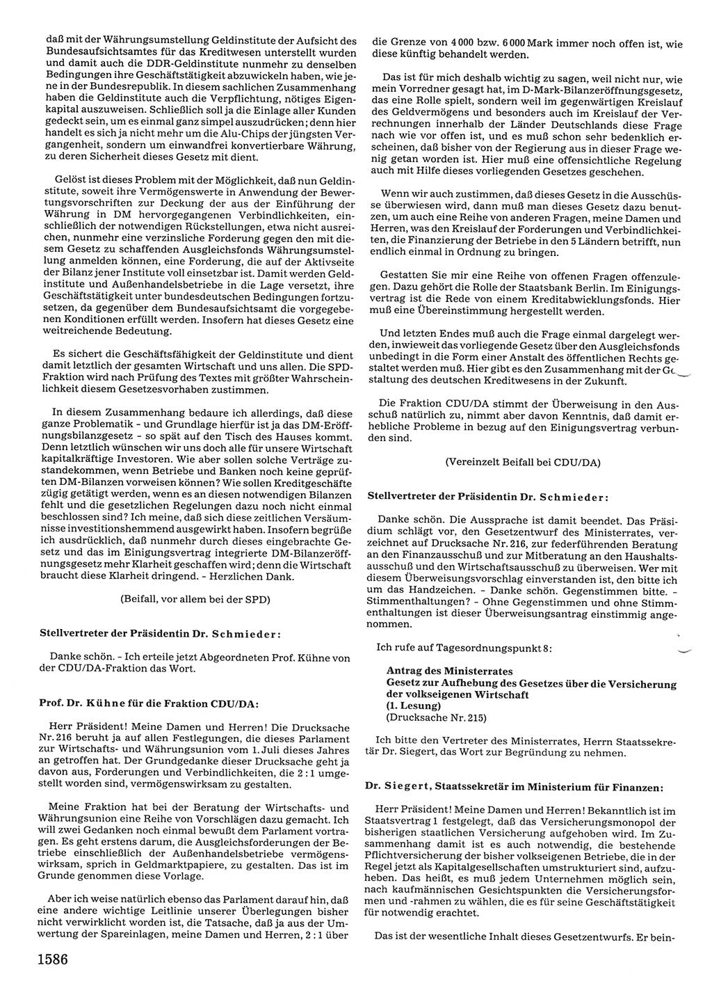 Tagungen der Volkskammer (VK) der Deutschen Demokratischen Republik (DDR), 10. Wahlperiode 1990, Seite 1586 (VK. DDR 10. WP. 1990, Prot. Tg. 1-38, 5.4.-2.10.1990, S. 1586)