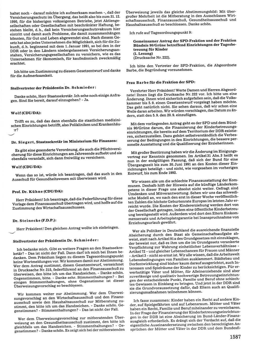 Tagungen der Volkskammer (VK) der Deutschen Demokratischen Republik (DDR), 10. Wahlperiode 1990, Seite 1587 (VK. DDR 10. WP. 1990, Prot. Tg. 1-38, 5.4.-2.10.1990, S. 1587)