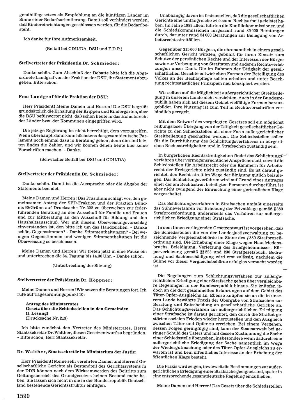 Tagungen der Volkskammer (VK) der Deutschen Demokratischen Republik (DDR), 10. Wahlperiode 1990, Seite 1590 (VK. DDR 10. WP. 1990, Prot. Tg. 1-38, 5.4.-2.10.1990, S. 1590)