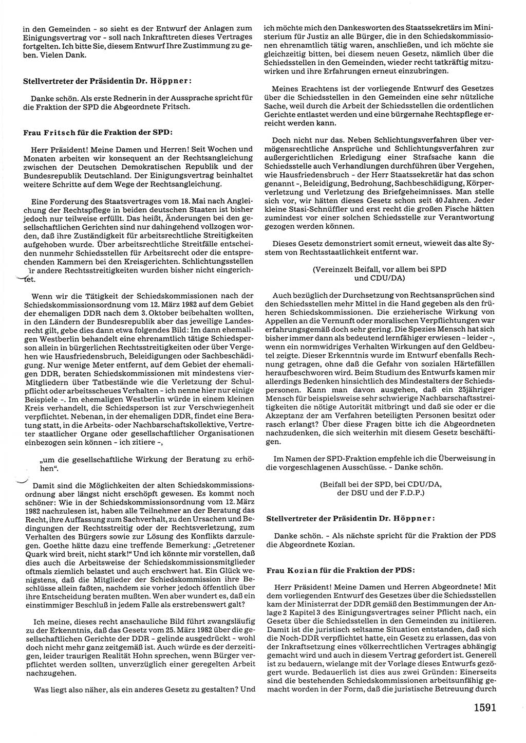 Tagungen der Volkskammer (VK) der Deutschen Demokratischen Republik (DDR), 10. Wahlperiode 1990, Seite 1591 (VK. DDR 10. WP. 1990, Prot. Tg. 1-38, 5.4.-2.10.1990, S. 1591)