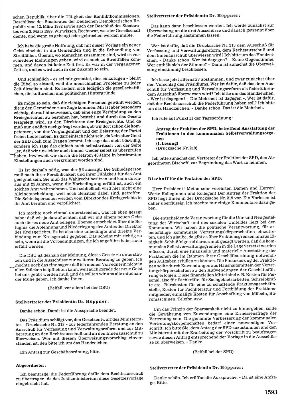 Tagungen der Volkskammer (VK) der Deutschen Demokratischen Republik (DDR), 10. Wahlperiode 1990, Seite 1593 (VK. DDR 10. WP. 1990, Prot. Tg. 1-38, 5.4.-2.10.1990, S. 1593)