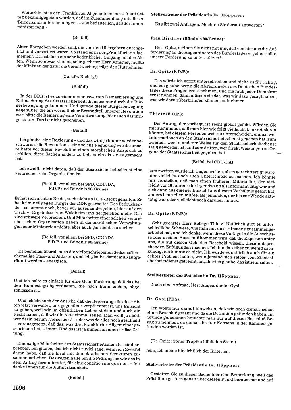 Tagungen der Volkskammer (VK) der Deutschen Demokratischen Republik (DDR), 10. Wahlperiode 1990, Seite 1596 (VK. DDR 10. WP. 1990, Prot. Tg. 1-38, 5.4.-2.10.1990, S. 1596)