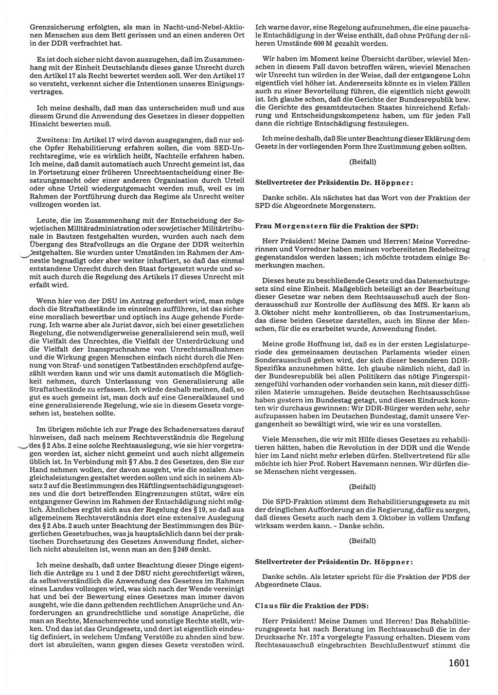 Tagungen der Volkskammer (VK) der Deutschen Demokratischen Republik (DDR), 10. Wahlperiode 1990, Seite 1601 (VK. DDR 10. WP. 1990, Prot. Tg. 1-38, 5.4.-2.10.1990, S. 1601)