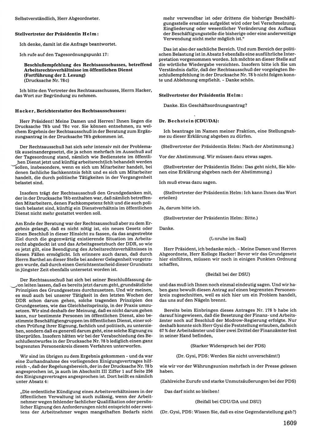 Tagungen der Volkskammer (VK) der Deutschen Demokratischen Republik (DDR), 10. Wahlperiode 1990, Seite 1609 (VK. DDR 10. WP. 1990, Prot. Tg. 1-38, 5.4.-2.10.1990, S. 1609)