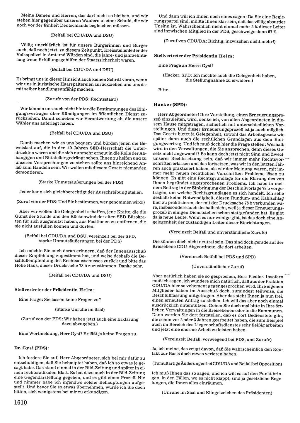 Tagungen der Volkskammer (VK) der Deutschen Demokratischen Republik (DDR), 10. Wahlperiode 1990, Seite 1610 (VK. DDR 10. WP. 1990, Prot. Tg. 1-38, 5.4.-2.10.1990, S. 1610)