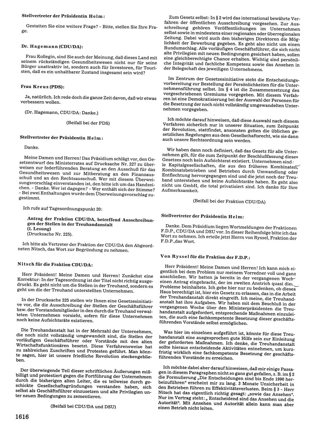 Tagungen der Volkskammer (VK) der Deutschen Demokratischen Republik (DDR), 10. Wahlperiode 1990, Seite 1616 (VK. DDR 10. WP. 1990, Prot. Tg. 1-38, 5.4.-2.10.1990, S. 1616)