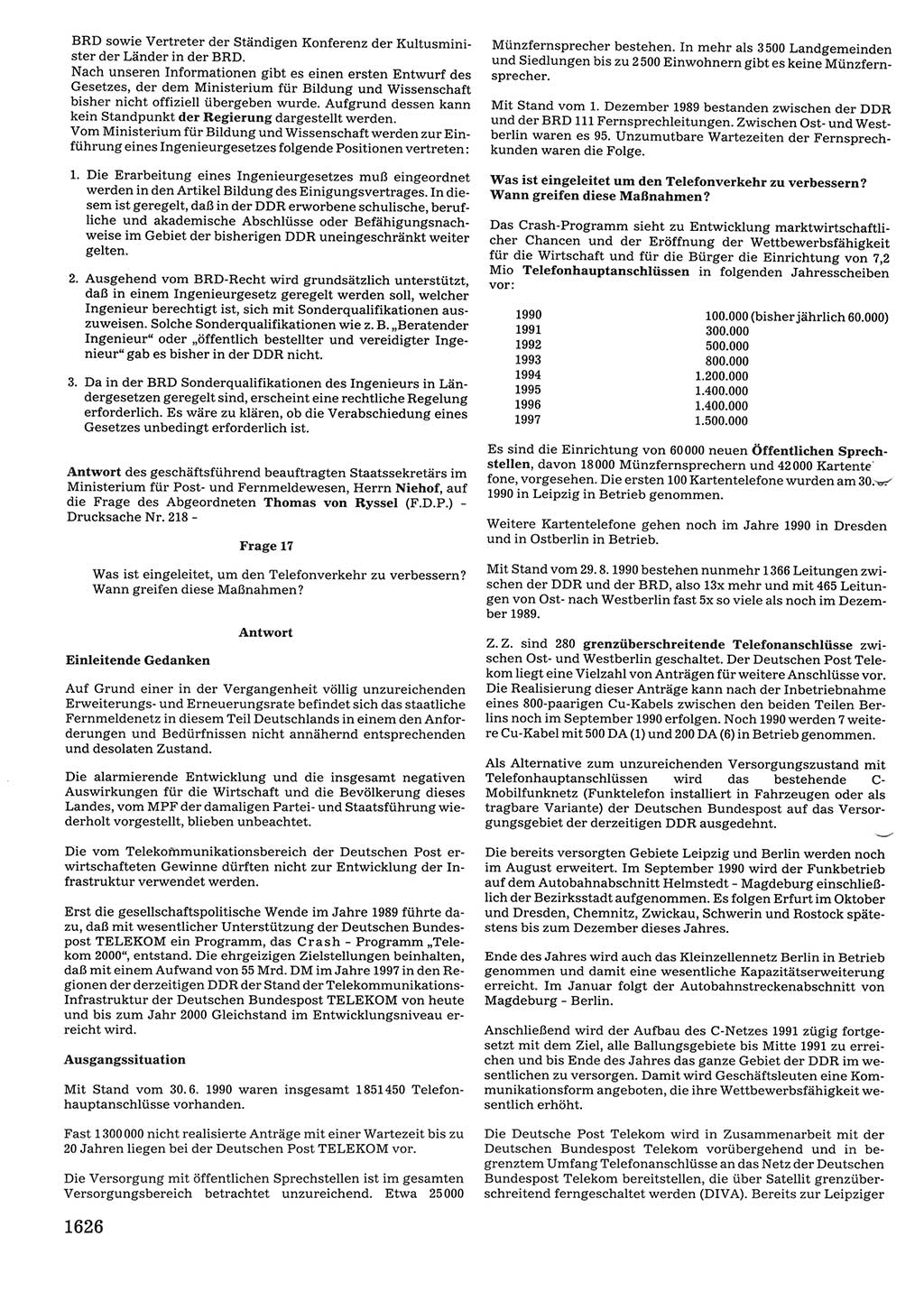 Tagungen der Volkskammer (VK) der Deutschen Demokratischen Republik (DDR), 10. Wahlperiode 1990, Seite 1626 (VK. DDR 10. WP. 1990, Prot. Tg. 1-38, 5.4.-2.10.1990, S. 1626)