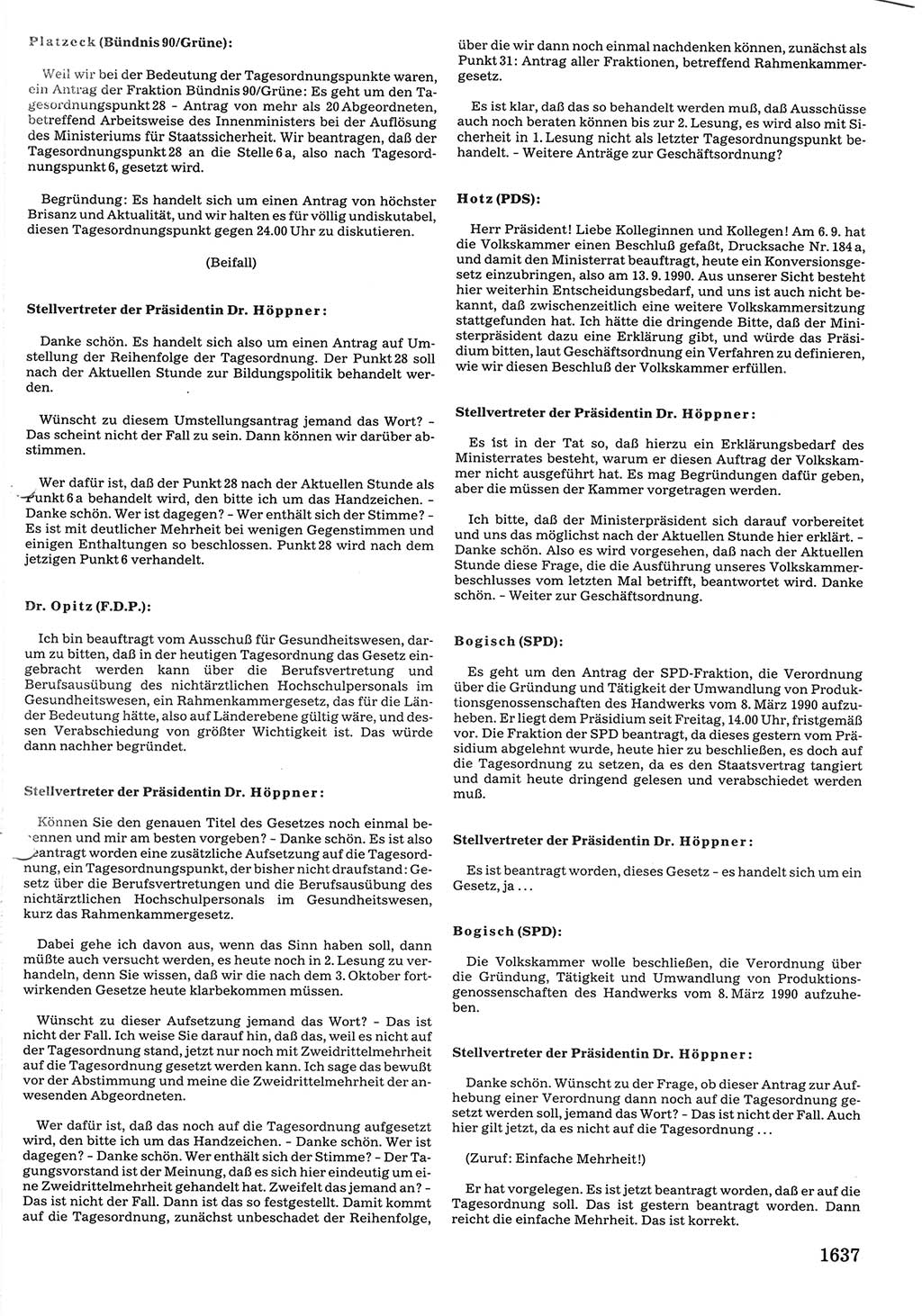 Tagungen der Volkskammer (VK) der Deutschen Demokratischen Republik (DDR), 10. Wahlperiode 1990, Seite 1637 (VK. DDR 10. WP. 1990, Prot. Tg. 1-38, 5.4.-2.10.1990, S. 1637)