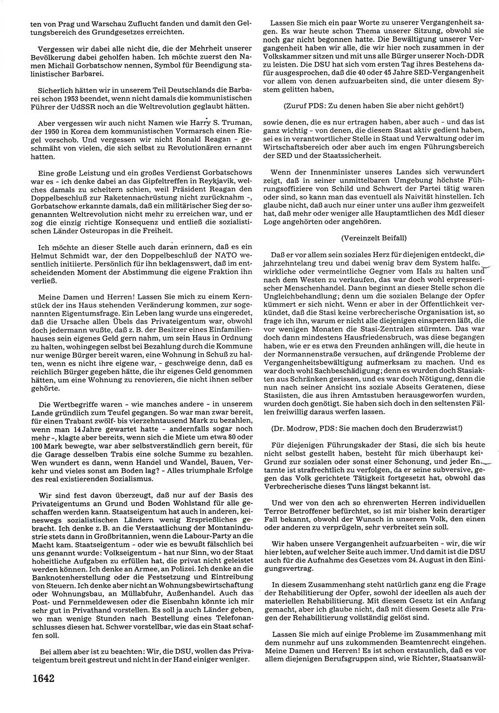 Tagungen der Volkskammer (VK) der Deutschen Demokratischen Republik (DDR), 10. Wahlperiode 1990, Seite 1642 (VK. DDR 10. WP. 1990, Prot. Tg. 1-38, 5.4.-2.10.1990, S. 1642)