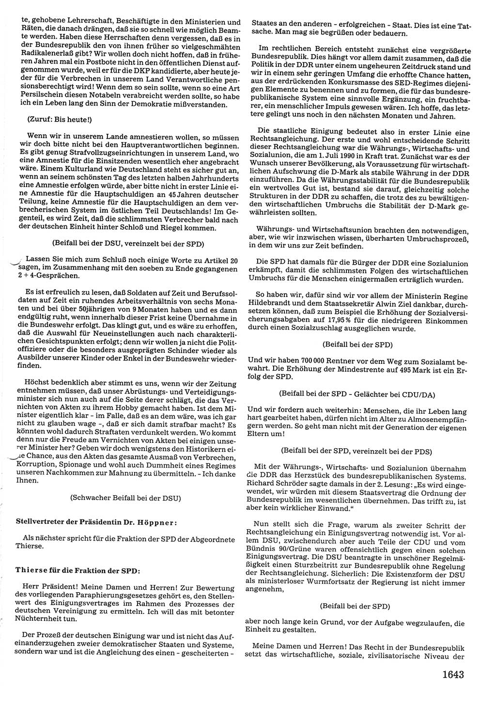 Tagungen der Volkskammer (VK) der Deutschen Demokratischen Republik (DDR), 10. Wahlperiode 1990, Seite 1643 (VK. DDR 10. WP. 1990, Prot. Tg. 1-38, 5.4.-2.10.1990, S. 1643)