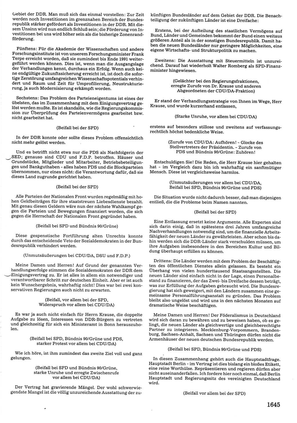 Tagungen der Volkskammer (VK) der Deutschen Demokratischen Republik (DDR), 10. Wahlperiode 1990, Seite 1645 (VK. DDR 10. WP. 1990, Prot. Tg. 1-38, 5.4.-2.10.1990, S. 1645)