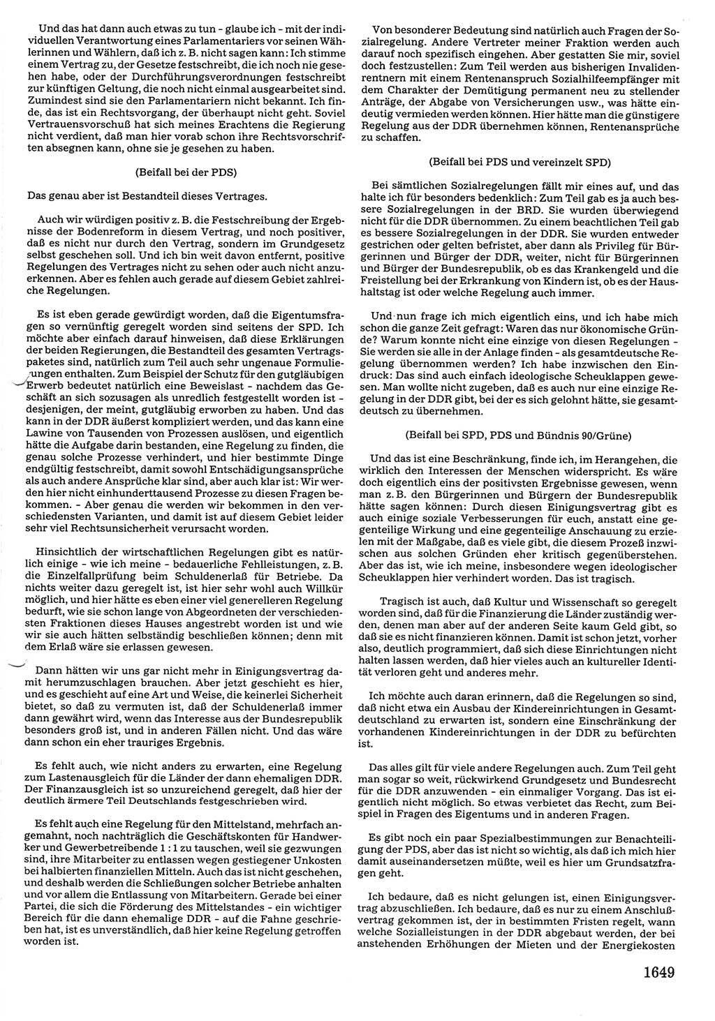 Tagungen der Volkskammer (VK) der Deutschen Demokratischen Republik (DDR), 10. Wahlperiode 1990, Seite 1649 (VK. DDR 10. WP. 1990, Prot. Tg. 1-38, 5.4.-2.10.1990, S. 1649)