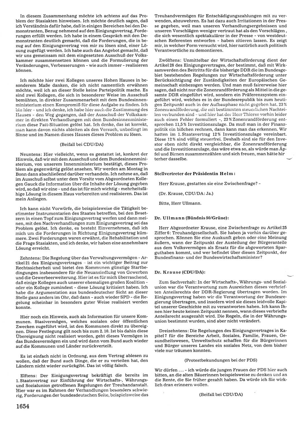 Tagungen der Volkskammer (VK) der Deutschen Demokratischen Republik (DDR), 10. Wahlperiode 1990, Seite 1654 (VK. DDR 10. WP. 1990, Prot. Tg. 1-38, 5.4.-2.10.1990, S. 1654)