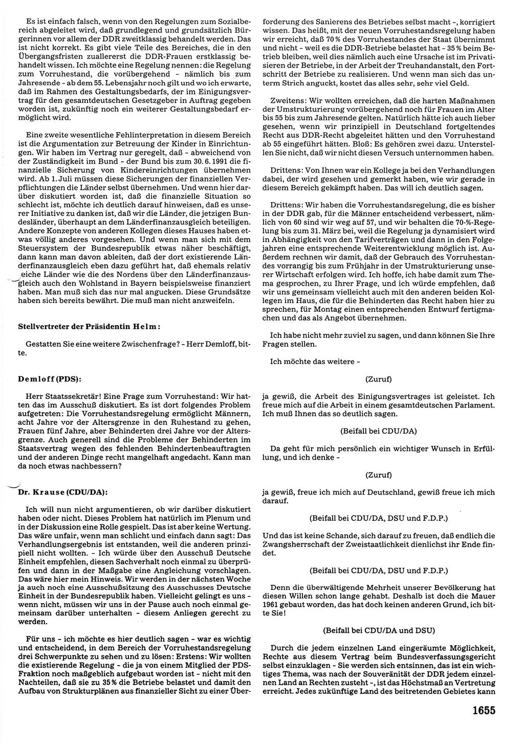 Tagungen der Volkskammer (VK) der Deutschen Demokratischen Republik (DDR), 10. Wahlperiode 1990, Seite 1655 (VK. DDR 10. WP. 1990, Prot. Tg. 1-38, 5.4.-2.10.1990, S. 1655)