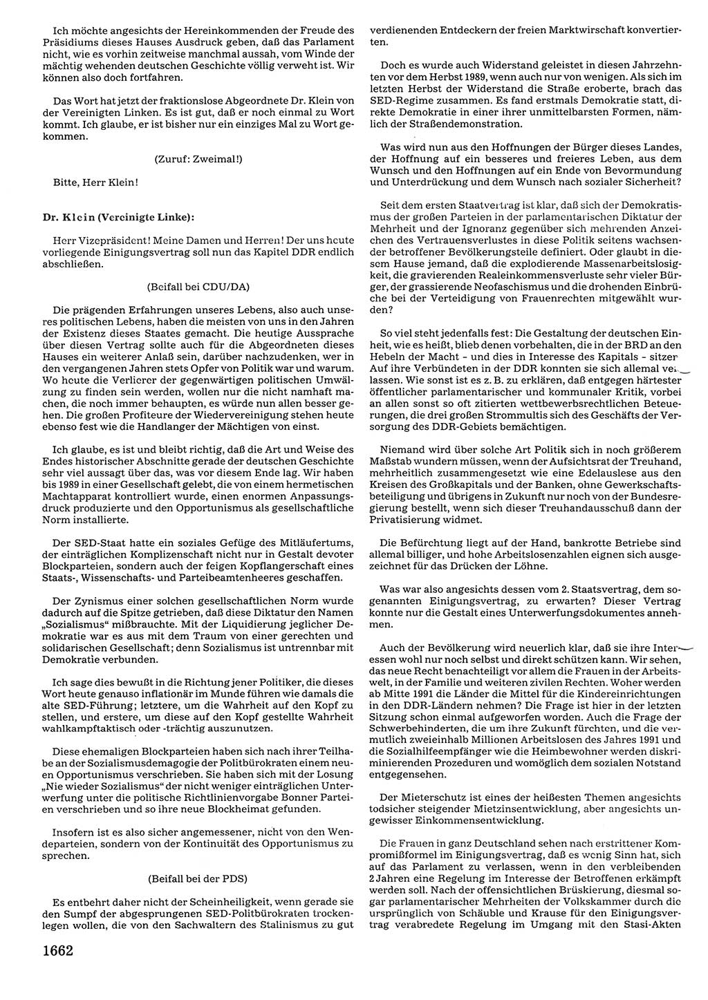 Tagungen der Volkskammer (VK) der Deutschen Demokratischen Republik (DDR), 10. Wahlperiode 1990, Seite 1662 (VK. DDR 10. WP. 1990, Prot. Tg. 1-38, 5.4.-2.10.1990, S. 1662)