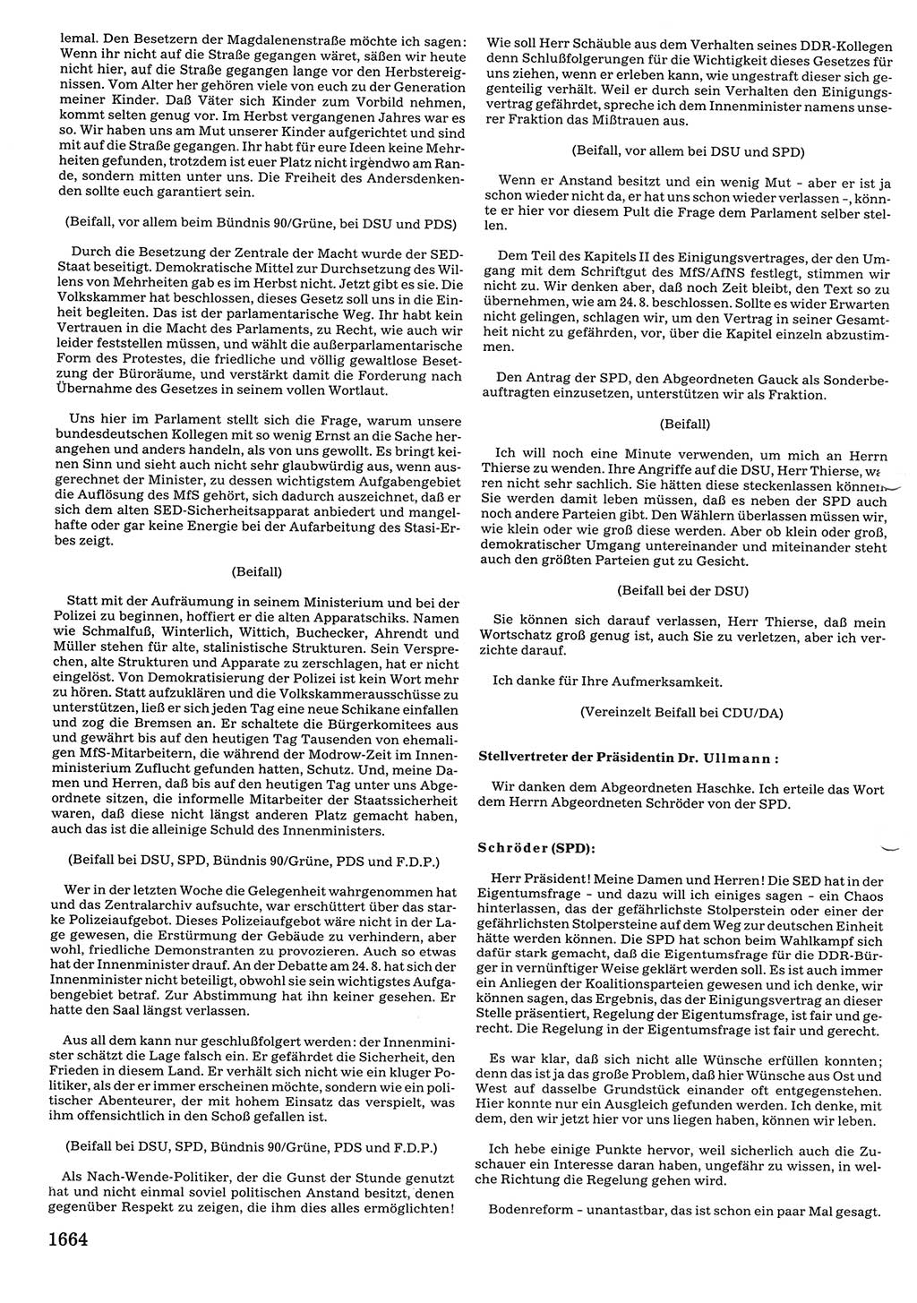Tagungen der Volkskammer (VK) der Deutschen Demokratischen Republik (DDR), 10. Wahlperiode 1990, Seite 1664 (VK. DDR 10. WP. 1990, Prot. Tg. 1-38, 5.4.-2.10.1990, S. 1664)