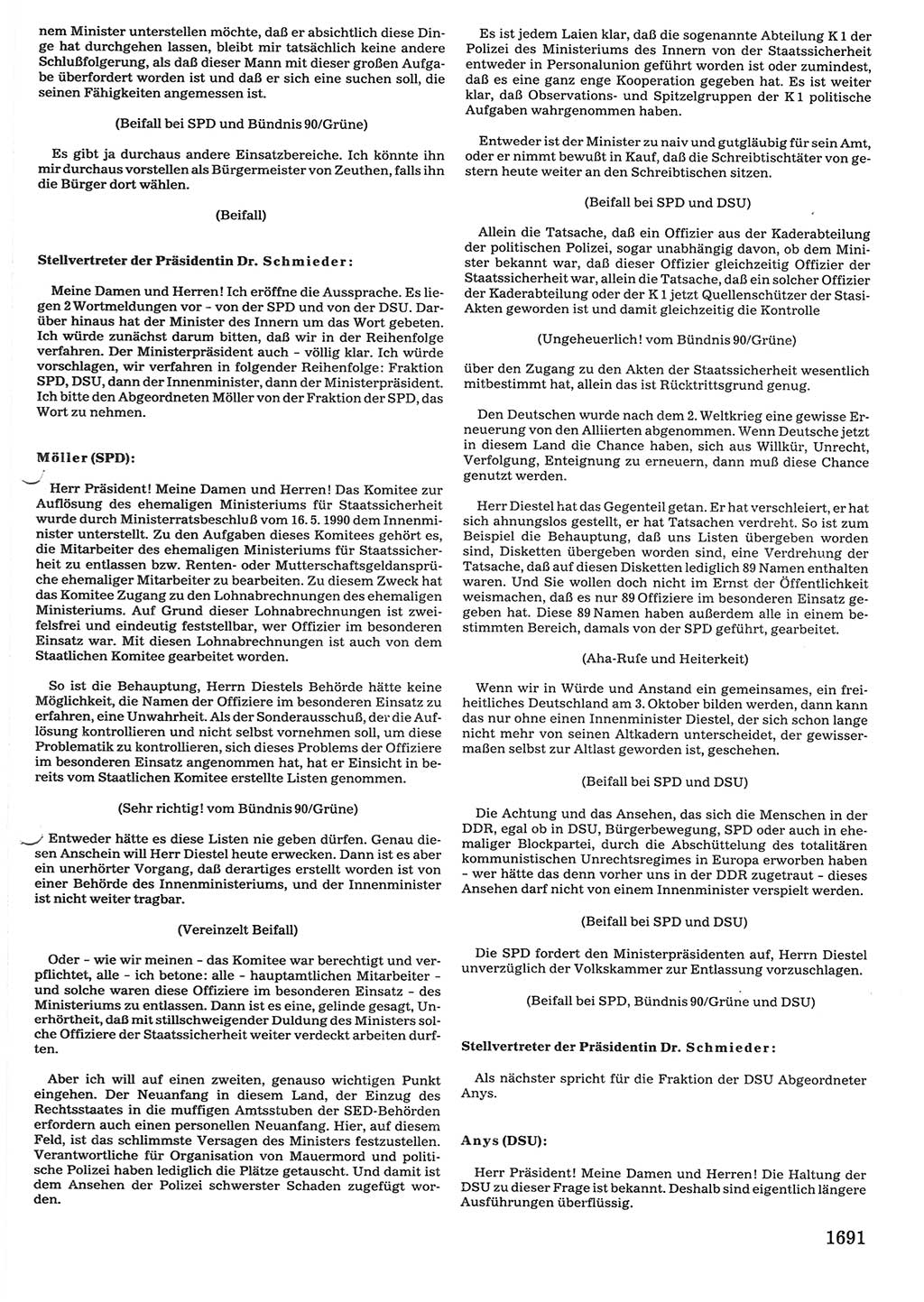 Tagungen der Volkskammer (VK) der Deutschen Demokratischen Republik (DDR), 10. Wahlperiode 1990, Seite 1691 (VK. DDR 10. WP. 1990, Prot. Tg. 1-38, 5.4.-2.10.1990, S. 1691)