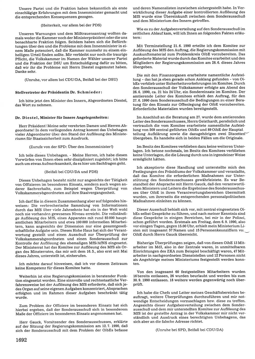 Tagungen der Volkskammer (VK) der Deutschen Demokratischen Republik (DDR), 10. Wahlperiode 1990, Seite 1692 (VK. DDR 10. WP. 1990, Prot. Tg. 1-38, 5.4.-2.10.1990, S. 1692)