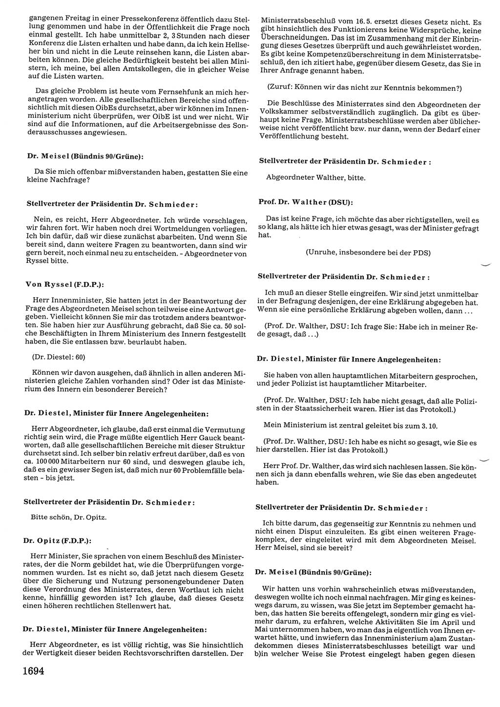 Tagungen der Volkskammer (VK) der Deutschen Demokratischen Republik (DDR), 10. Wahlperiode 1990, Seite 1694 (VK. DDR 10. WP. 1990, Prot. Tg. 1-38, 5.4.-2.10.1990, S. 1694)