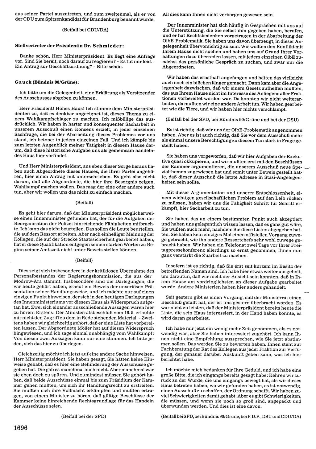 Tagungen der Volkskammer (VK) der Deutschen Demokratischen Republik (DDR), 10. Wahlperiode 1990, Seite 1696 (VK. DDR 10. WP. 1990, Prot. Tg. 1-38, 5.4.-2.10.1990, S. 1696)