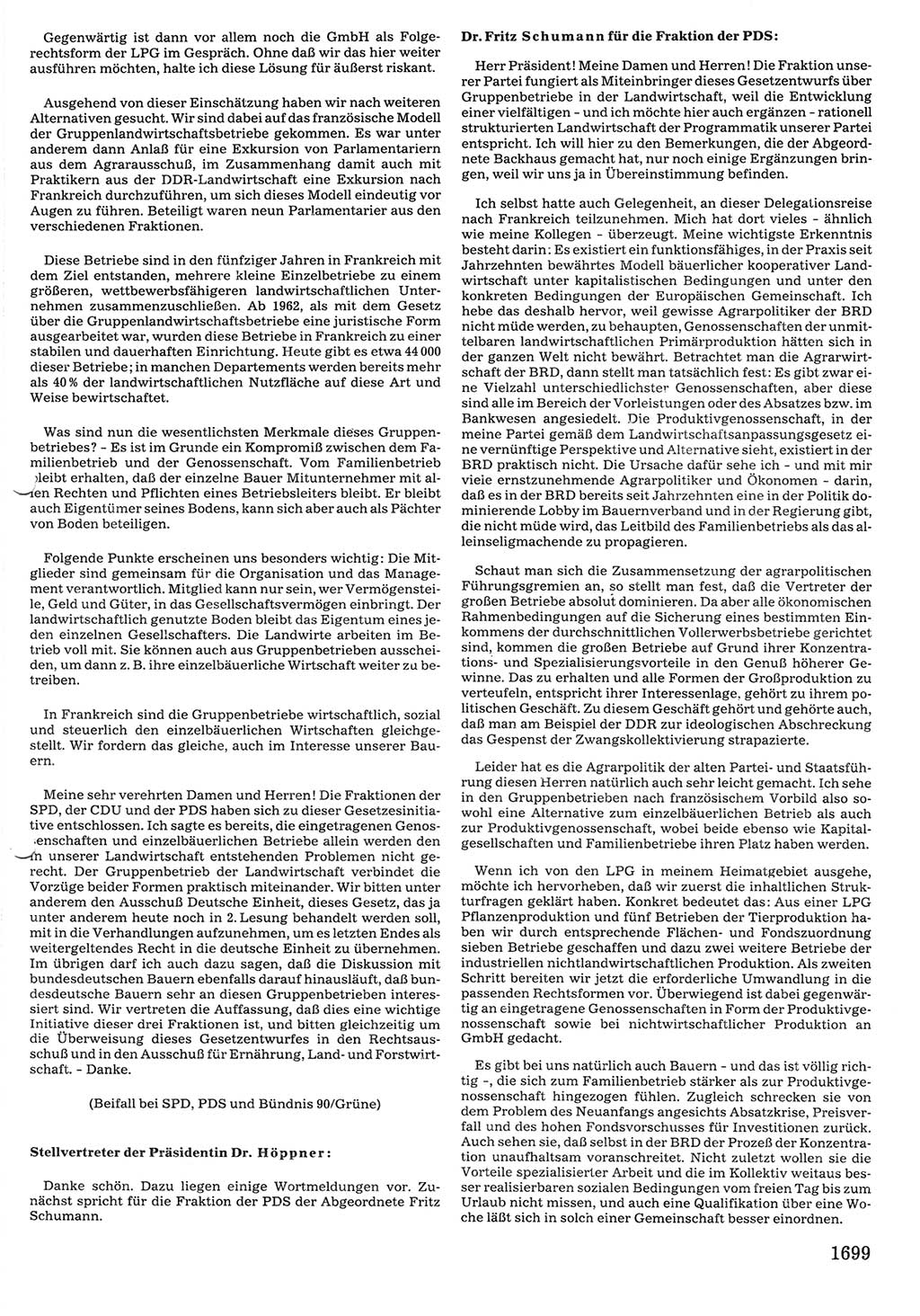 Tagungen der Volkskammer (VK) der Deutschen Demokratischen Republik (DDR), 10. Wahlperiode 1990, Seite 1699 (VK. DDR 10. WP. 1990, Prot. Tg. 1-38, 5.4.-2.10.1990, S. 1699)