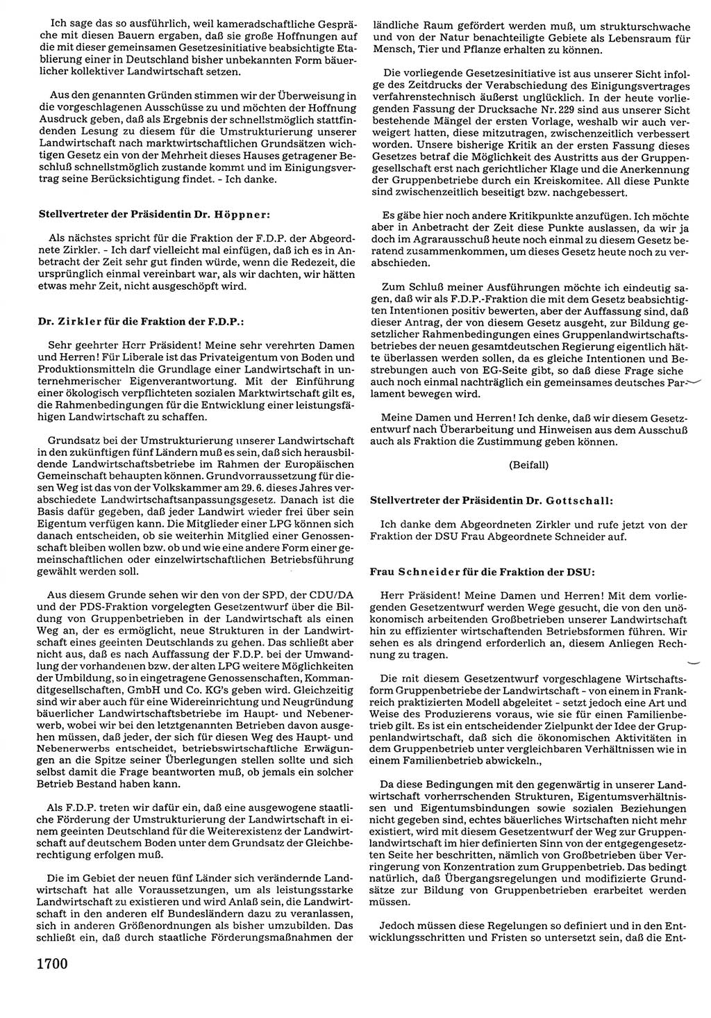 Tagungen der Volkskammer (VK) der Deutschen Demokratischen Republik (DDR), 10. Wahlperiode 1990, Seite 1700 (VK. DDR 10. WP. 1990, Prot. Tg. 1-38, 5.4.-2.10.1990, S. 1700)