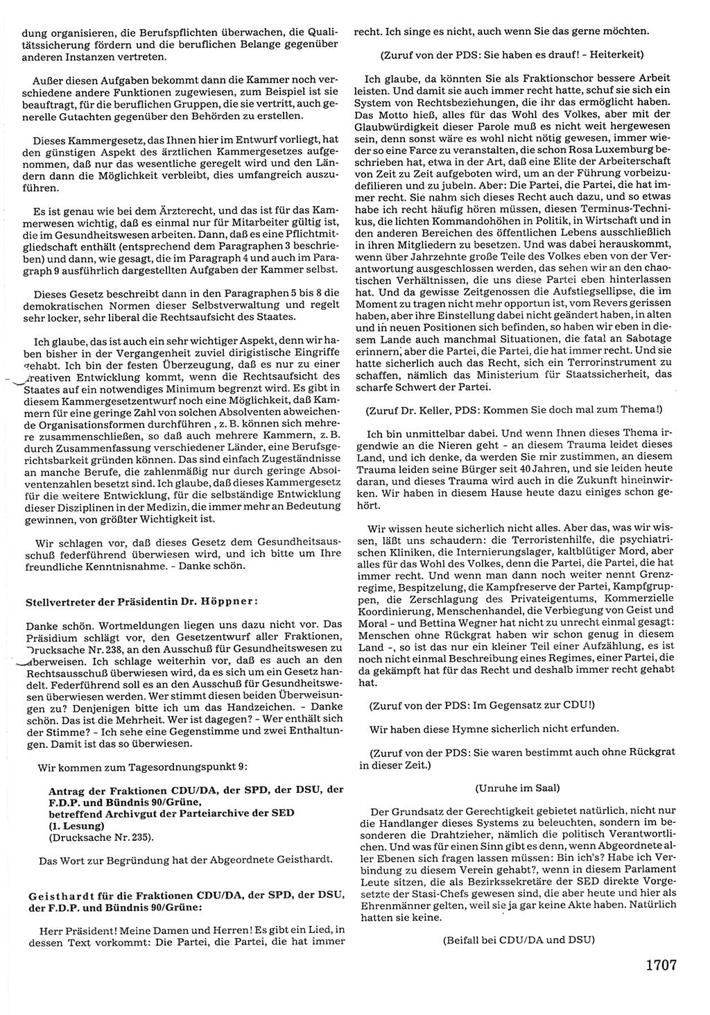 Tagungen der Volkskammer (VK) der Deutschen Demokratischen Republik (DDR), 10. Wahlperiode 1990, Seite 1707 (VK. DDR 10. WP. 1990, Prot. Tg. 1-38, 5.4.-2.10.1990, S. 1707)